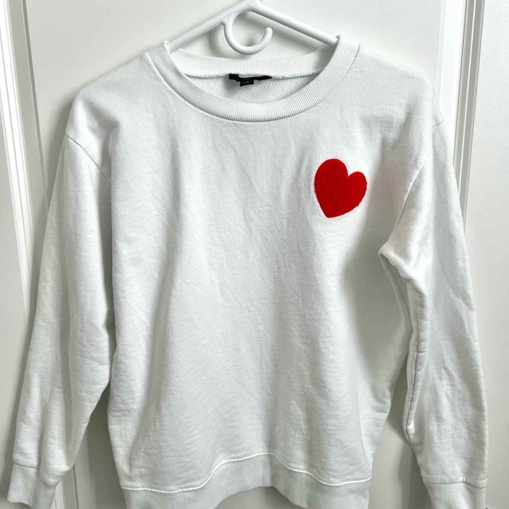 Women’s JCrew Heart Patch Sweatshirt Size SMALL